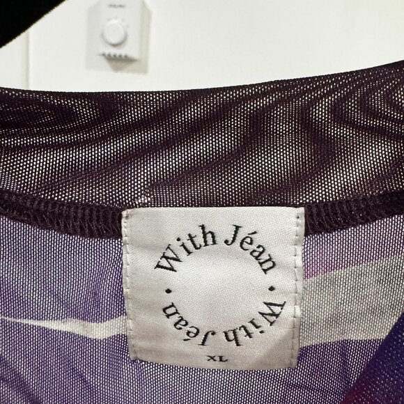WITH JEAN purple mesh tshirt Lord Top | Ritz Strelitzia Nicolai size XL - Picture 3 of 5